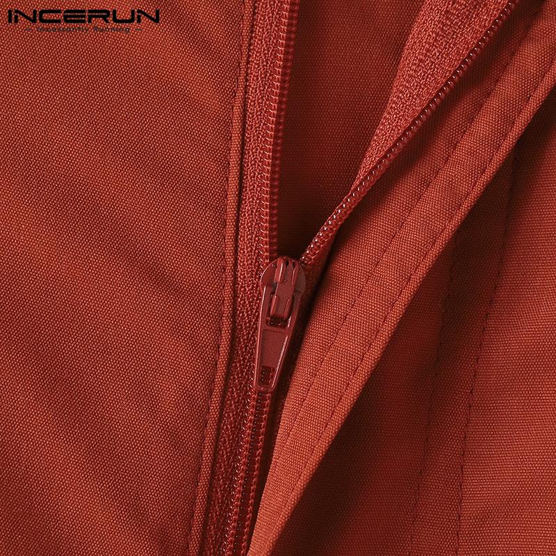 INCERUN Herrenhose mit Reißverschluss und weitem Bein, lockere lange Palazzo-Hose