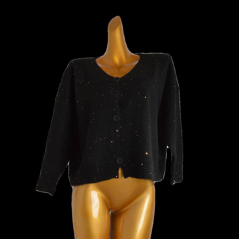 Fashion Style Autumn and Winter Thin Pure Color Loose Version Long Sleeve Sweater Coat Women's Single-Breasted Knitted Cardigan Top