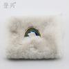 New plush rainbow series student clutch change bag, women's long clutch bag