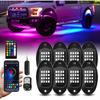 8 Pods RGB LED Rock Lights with APP/RF Remote Control High Brights Waterproof Underglow Multicolor Zone Neon Exterior Rock Lights for 12V Trucks Jeep
