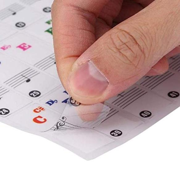 XP Design Piano Keyboard Sheet Musical Keys Stickers, Music, Notes, 88/61/49/37 (Black)