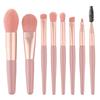8-Piece Macaron Makeup Brush Set with Mini PU Bag for Beginners - Blush & Eyeshadow Tools