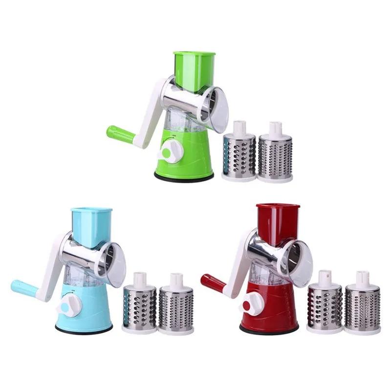 3-in-1 Manual Rotary Cheese Grater for Vegetable Cutter Potato Slicer Multifunctional Vegetable Chopper With 3 Replaceable Blade