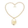 Vintage Art Style Gold Lock Buckle Pendant Jewelry High-Quality Heavy Industry Necklace Accessories Gift