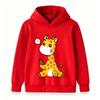 Cute Cartoon Giraffe Print Kids Hooded Sweatshirt, Unisex Boys Girls Pullover Hoodie, Soft Casual Long Sleeve Top For Toddlers Children Daily Wear
