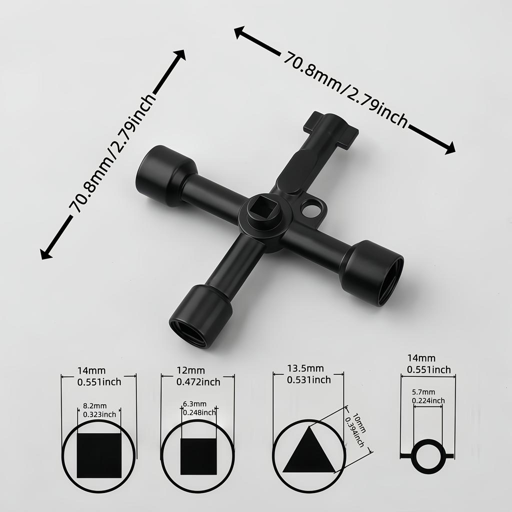 2pcs Cross Wrench, Hexagonal Shaft, Triangular Shaft, Square Shaft, Etc. Suitable for Faucet Valves, Distribution Boxes, Elevator Doors and Other