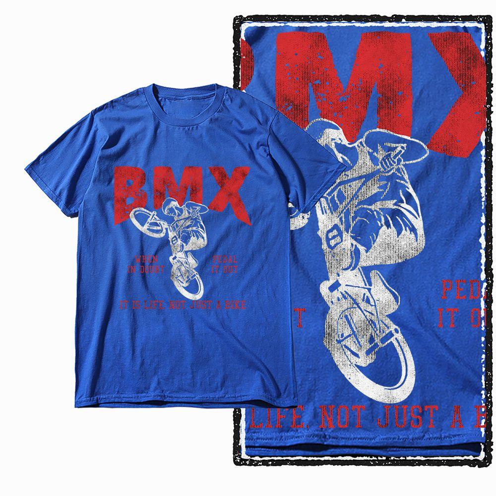 

G47 Royal Blue Vintage Streetwear Cotton Men s BMX bicycle Printed Graphic T-shirt | Big Size Cool O-neck men s Tee Tshirt S