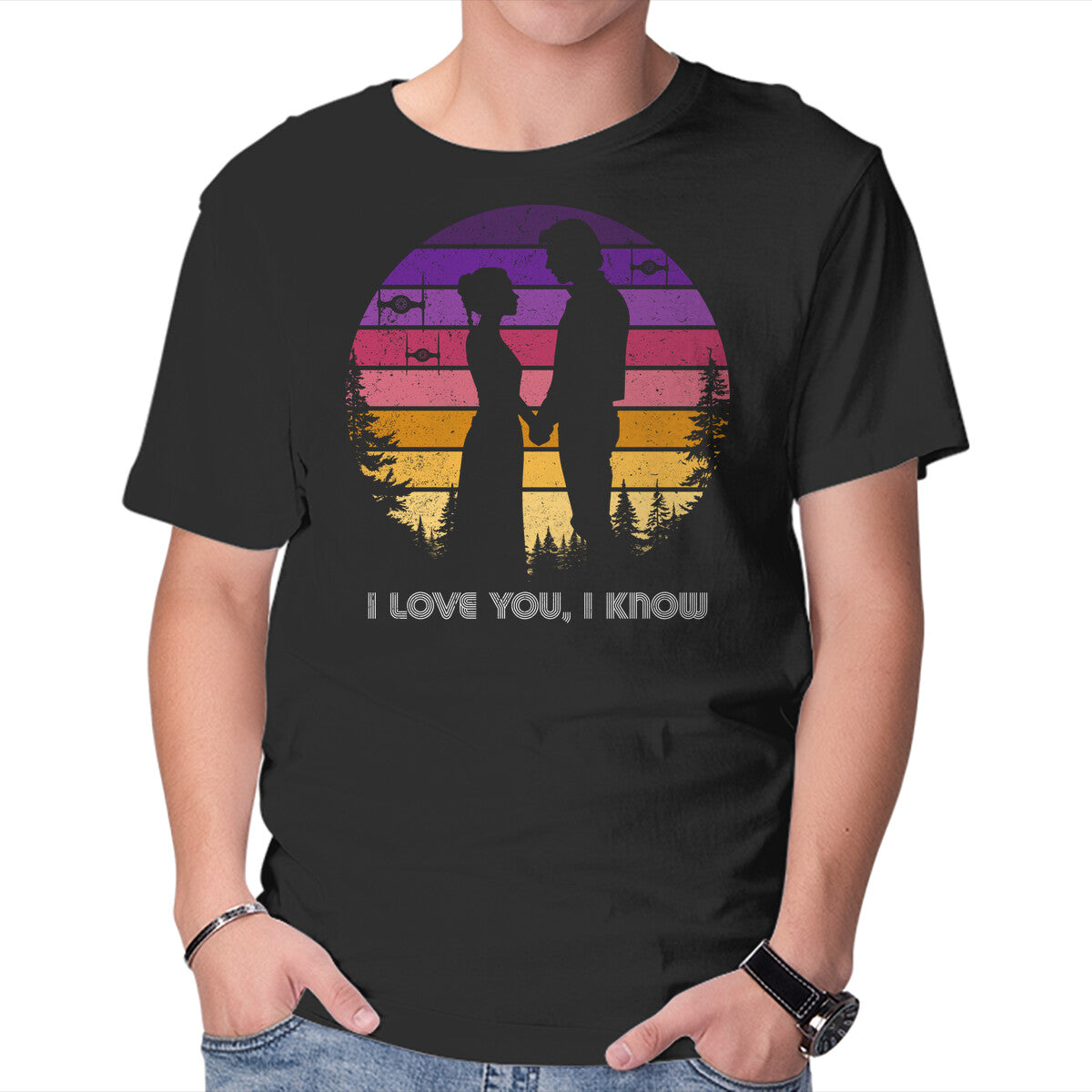Unisex Crew Neck T-Shirt I Know That I Love You Graphic Short Sleeve Casual Tee XS