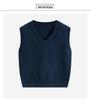 Autumn/Winter Children's Cotton Knit V-Neck Sweater Vest - College Style, Solid Color