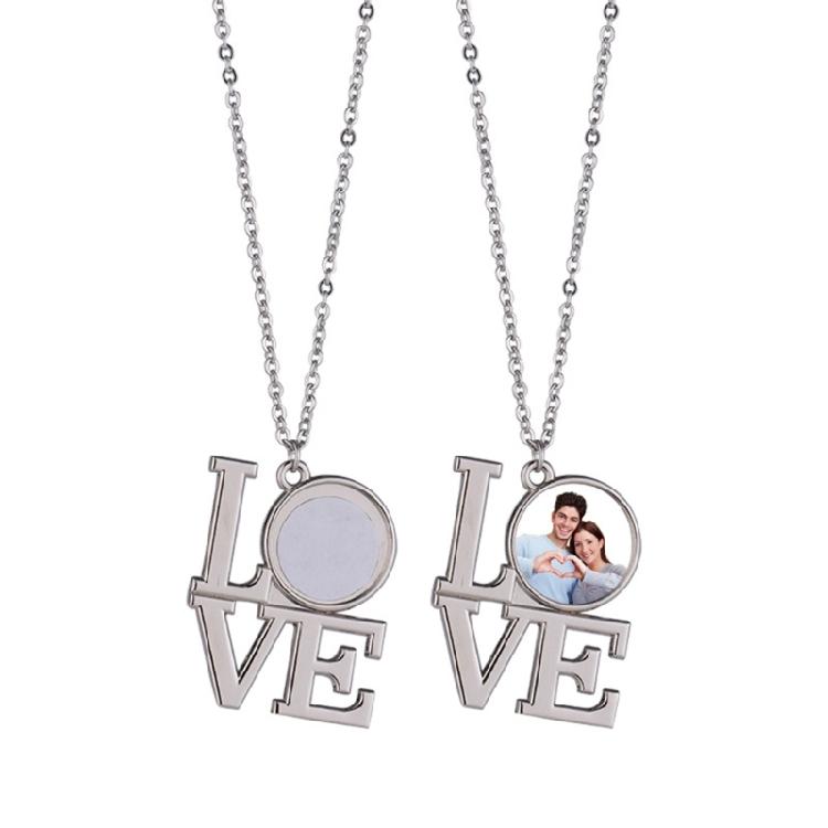 Sublimation Blank Photo Pendant Necklace Heat Transfer Bezels Pendant Jewelry
