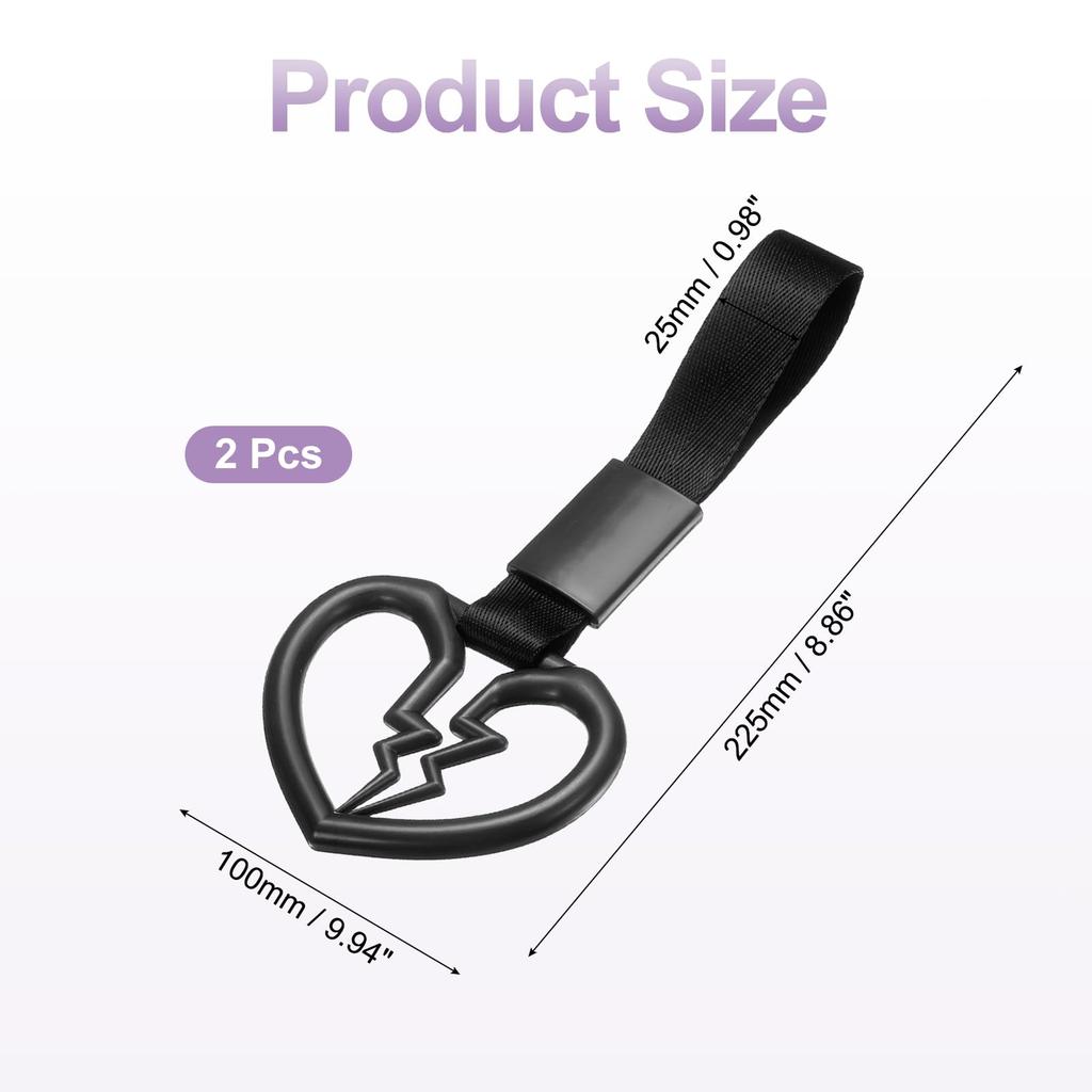 Broken Heart Car Steering Wheel Rear Bumper Warning Car Drift Car Interior Exterior for Black [PATIKIL] Strap, 2-Pack, Ring, Handrail, Decoration,