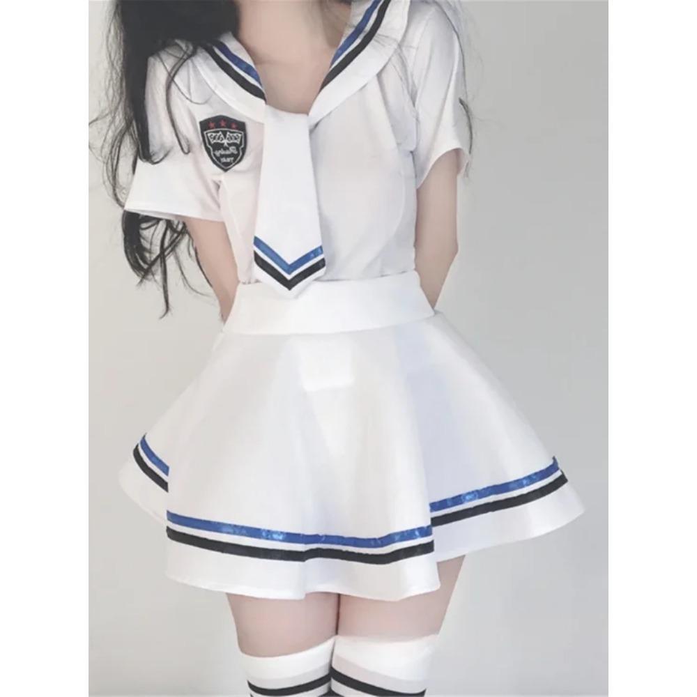 Maid Role Play Lingerie Transparent Mini Skirt Open Anal Underwear Erotic Student Cosplay Costumes Exotic Club Theme Outfit