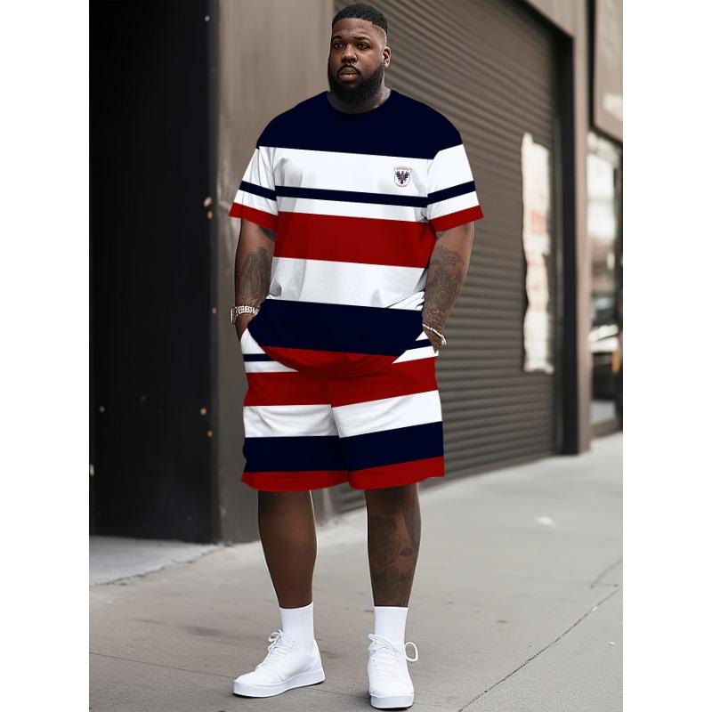 

Plus size men s loungewear set, minimalist] Men s plus size casual crew neck T-shirt 6XL