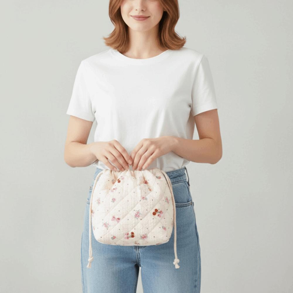 Jewelry Storage Bag Cosmetic Bag Drawstring Flower Makeup Bag Portable Coin Purse  Travel