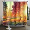 Hello Fall Shower Curtain Autumn Maple Leaves Pumpkin Bathroom Decor Polyester Fabric Cloth Shower Curtain With Hooks Room Decor