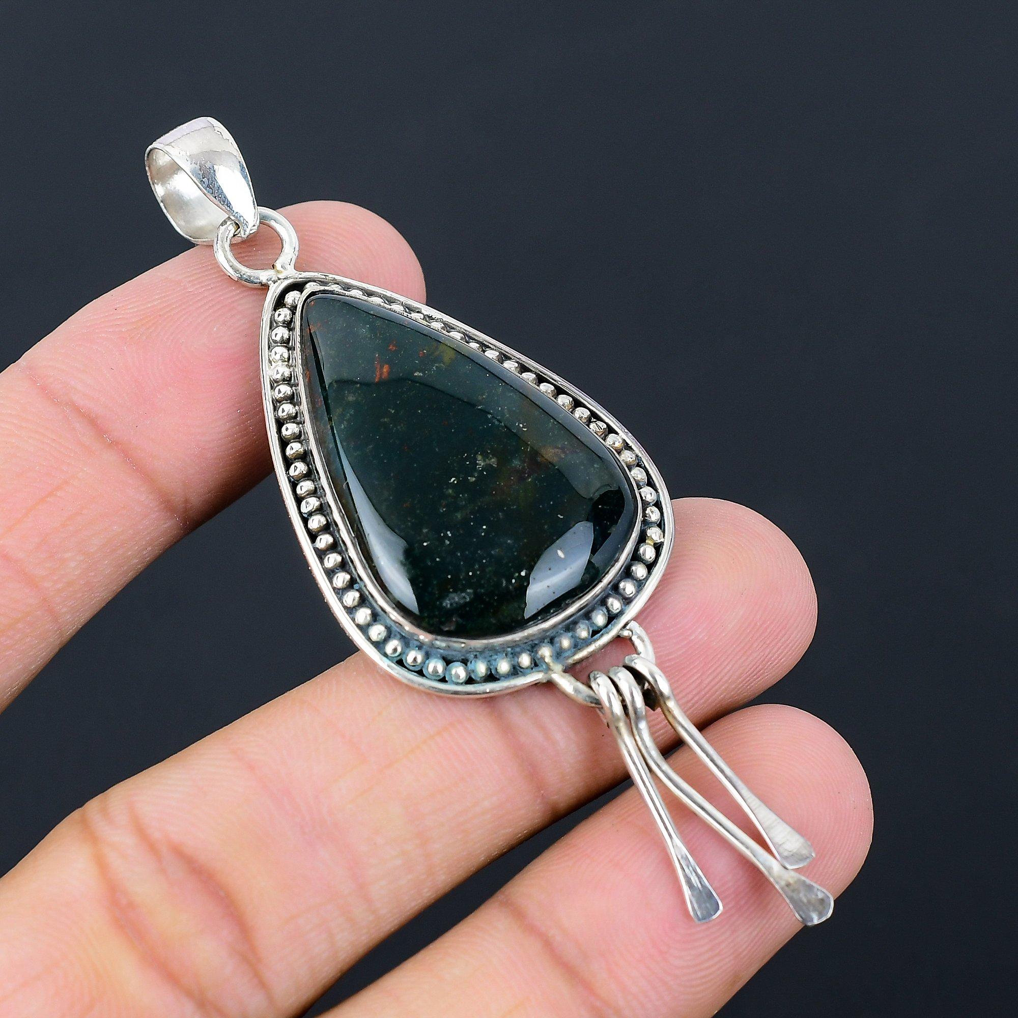 Easter Sale 925 Sterling Silver Bloodstone Gemstone Daughter Birthday Pendant