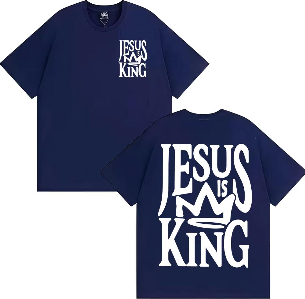 Jesus Is King Oversized Vintage Christian Print Unisex Gothic Retro Soft Cotton Crew Neck Unisex And Unisex Comfortable TShirt