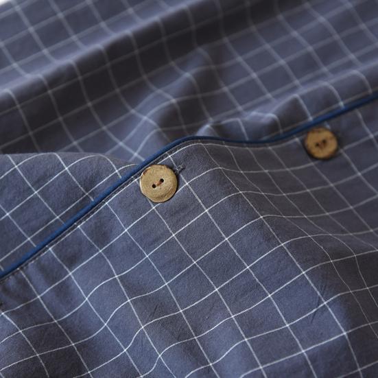 1 Set Pajama Set Soft Short Sleeve Casual Thin Comfortable Sleeping Wear Cotton Grid Print Men Homewear Daily Clothing
