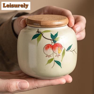 250ml Handbemalte Granatapfel-Teedose Organizer Feuchtigkeitsdicht Handgefertigt Aufbewahrungsbehälter Teedose Teeset Dekoration