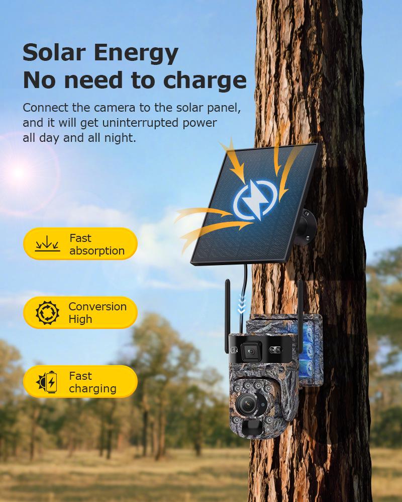 4G Solar Camouflage Surveillance Camera with 20X Zoom, HD, Day/Night Full Color, Low Power.