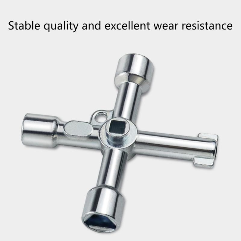 6 In 1 Galvanized Crossing Key Wrench For 5.3mm 6mm 8mm Square 9mm Triangular 7mm Hexagonal 5.7mm Round Holes Zinc Alloy Multiple Tool