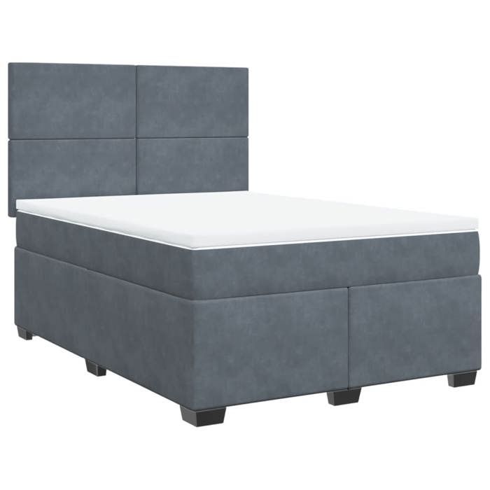 Maison Exclusive - Sommier à lattes de lit et matelas Gris foncé 140x200cm Velours