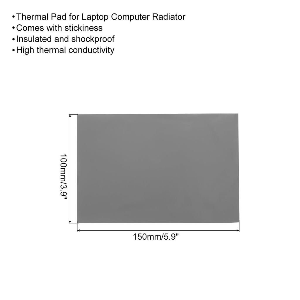 Uxcell Thermal Pad 4.0Wm.K Insulating Heat-Resistant Silicone Cooling Pad 150x100x1.5mm Laptop Radiator Gray