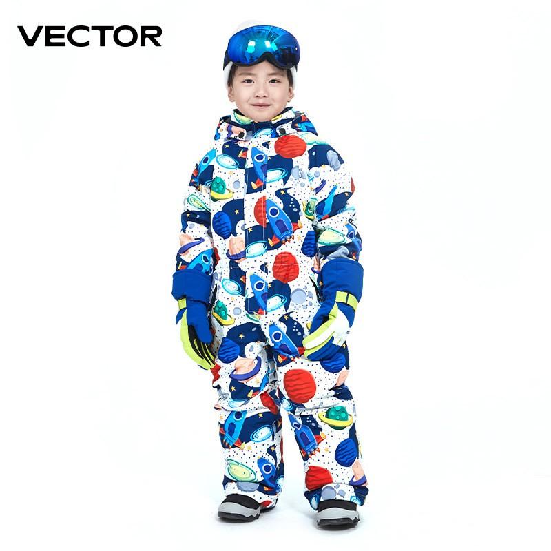 Kids Ski Suit Unisex Waterproof Windproof Thermal Snowsuit Children Outdoor Winter Sports