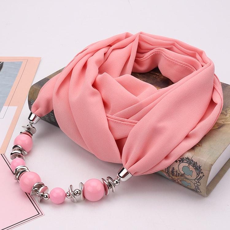 Wunderschöner Perlenanhänger Ring Schal Damen Schal Schal Schmuck Halskette Ethnischer Stil Chiffonschal