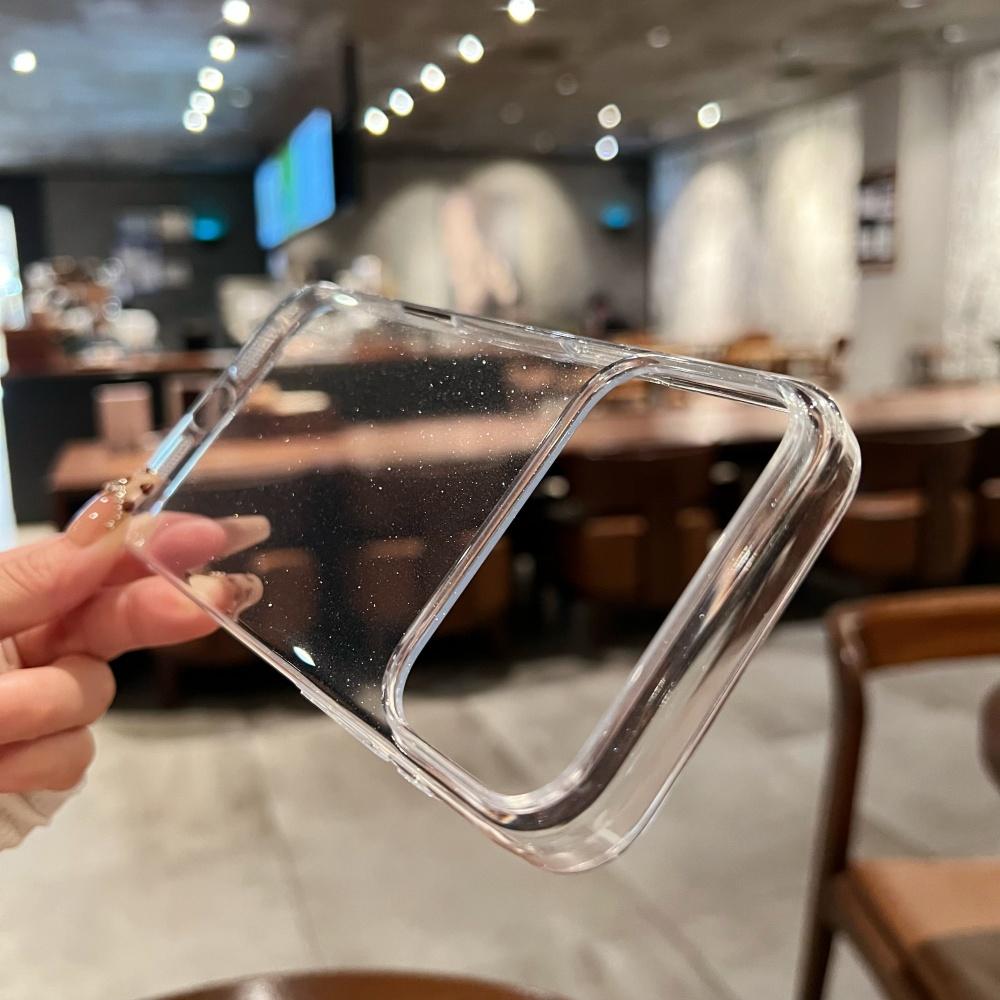 Shiny Transparent Glitters Phone Case For iPhone 17 Air 16 15 14 Pro Max Plus Ultra Thin Hard PC Armor Shockproof Cover