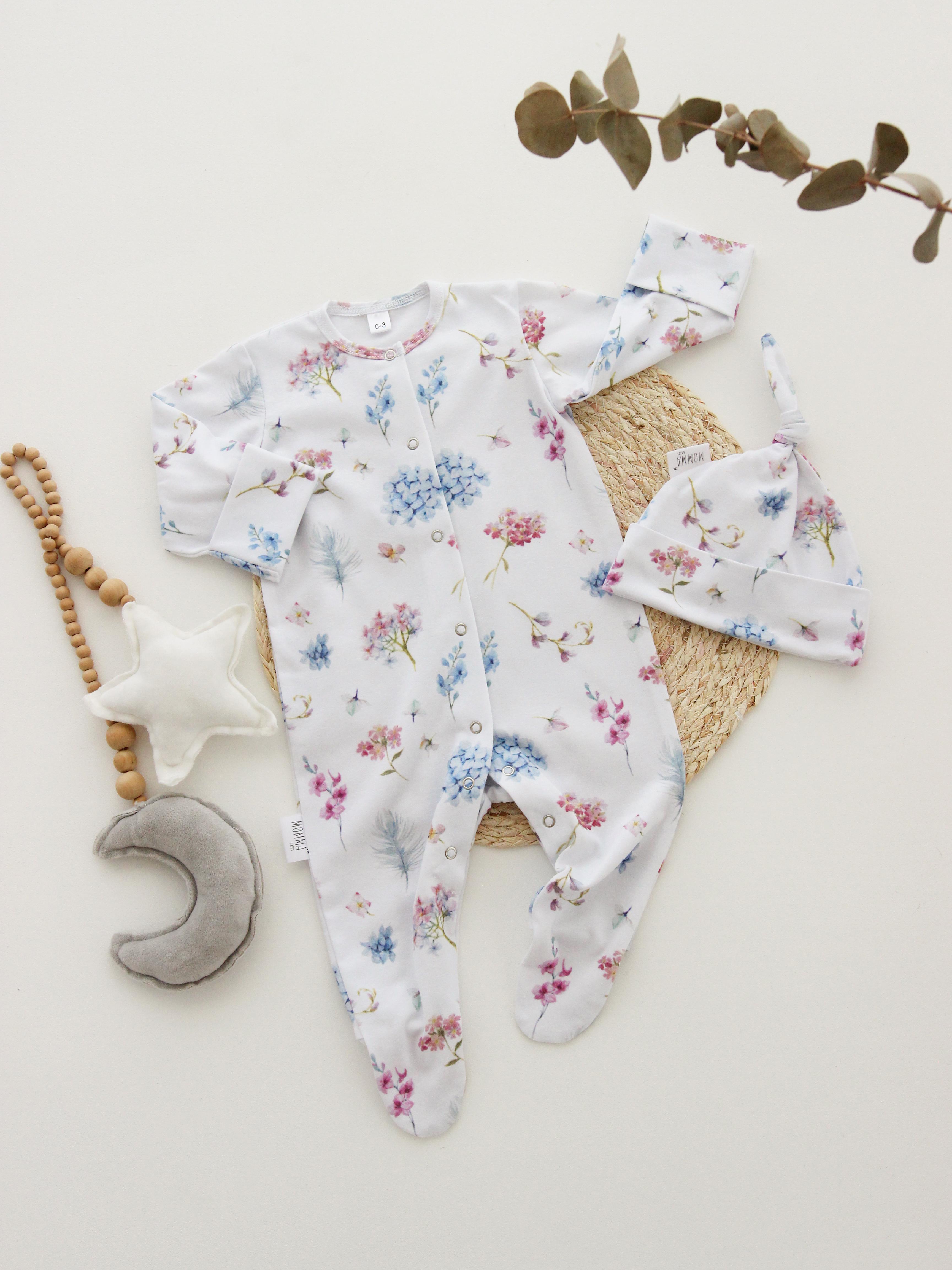 

Ромпер комбінезон з шапочкою Гортензія 680-740mm білий