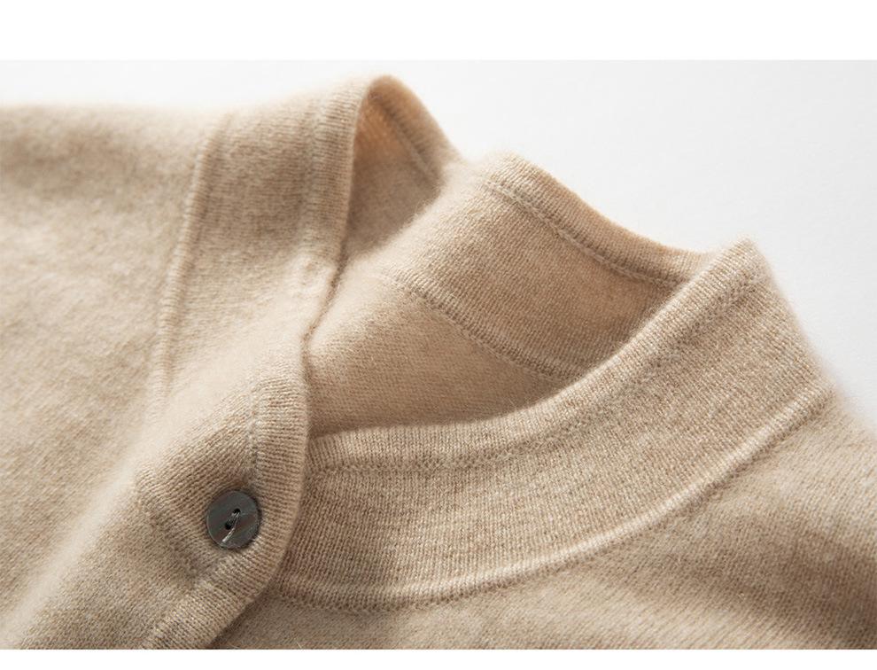Women's 100% Pure Cashmere Button-Up Shoulder Warmer - Soft, Smooth, Solid Color Knit for Autumn & Winter with Half-High Collar