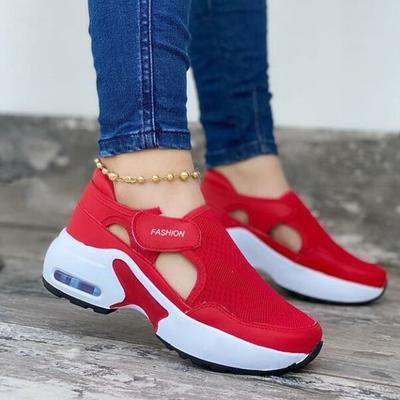 Women Fashion Vulcanized Sneakers Platform Solid Color Flats Ladies Shoes Casual Breathable Wedges Ladies Walking Sneakers
