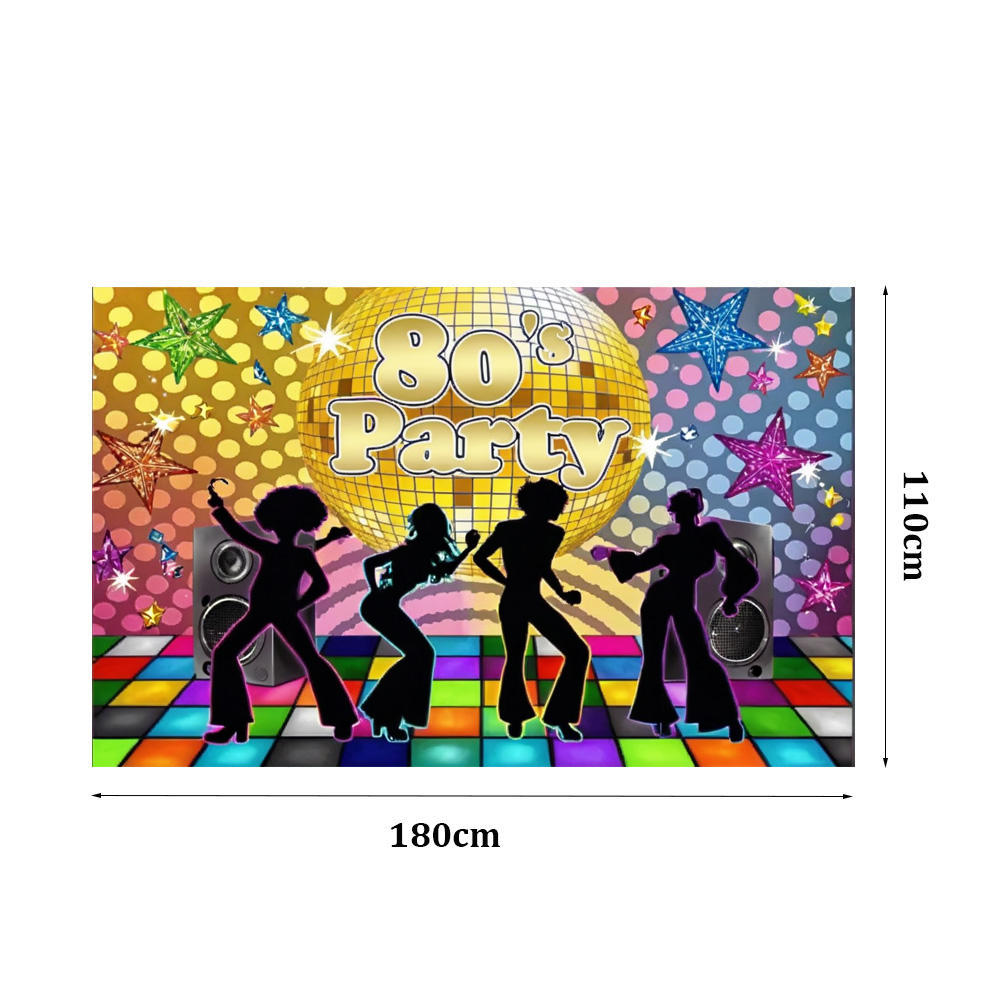 Back To 80's Theme Party Decoration 80's Party Banner Music Disco Backdrops Graffiti Neon Glow Photography Backgrounds Decor