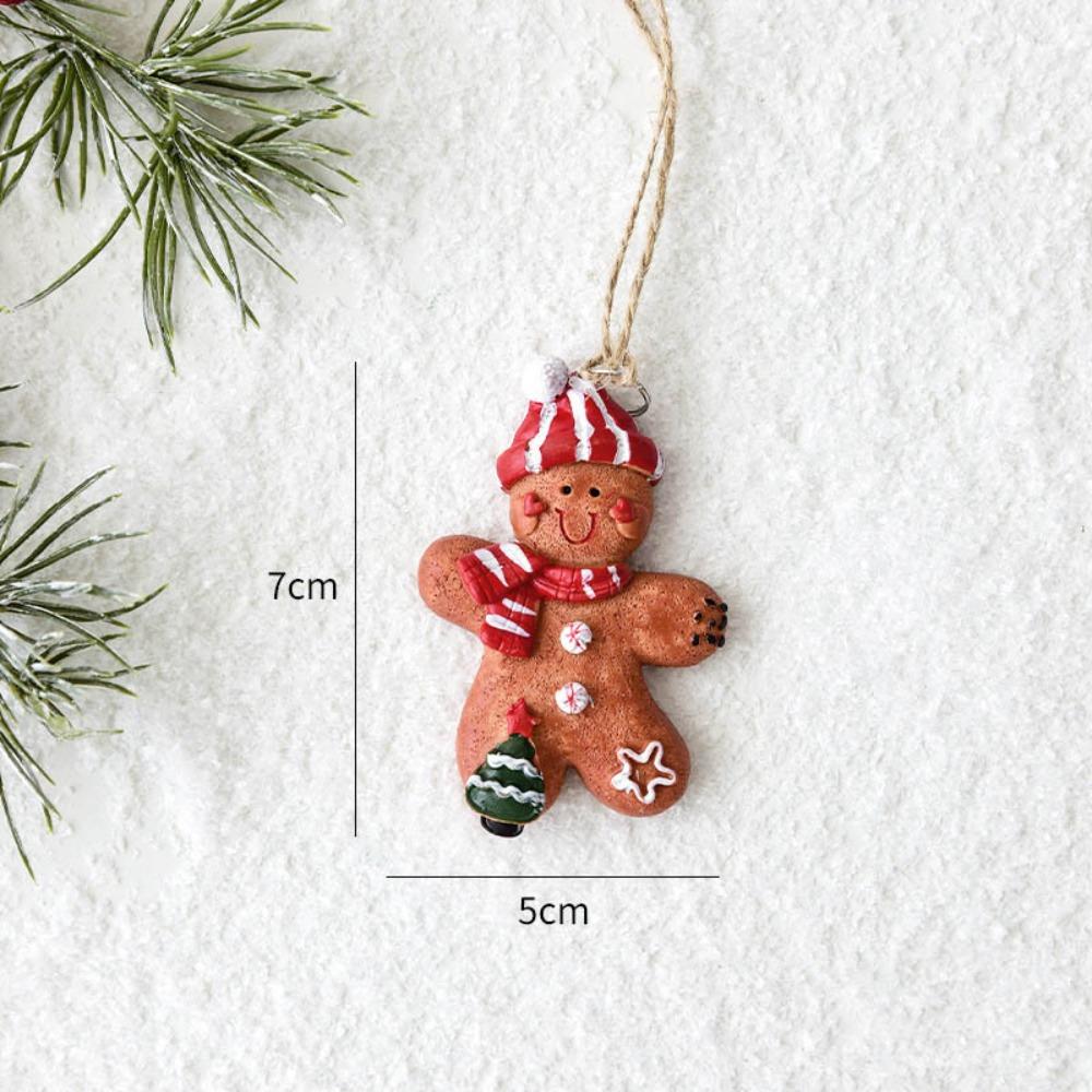 Gingerbread Man Christmas Tree Hanging Pendant Resin Hanging Xmas Tree Ornament Painted Funny Christmas Decoration