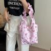 Nylon Bow Tote Bag Bowknot Fresh Lace Handbag Elegant Floral Pleated Shoulder Bag  Girls