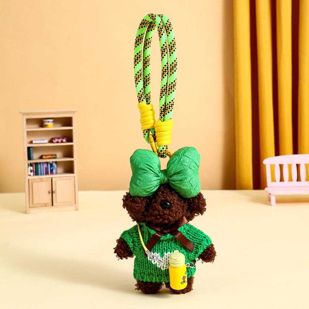 Fluffy Crochet Sweater Dog Keychain PP Cotton Puppy Stuffed Doll Keyring  Home Decor