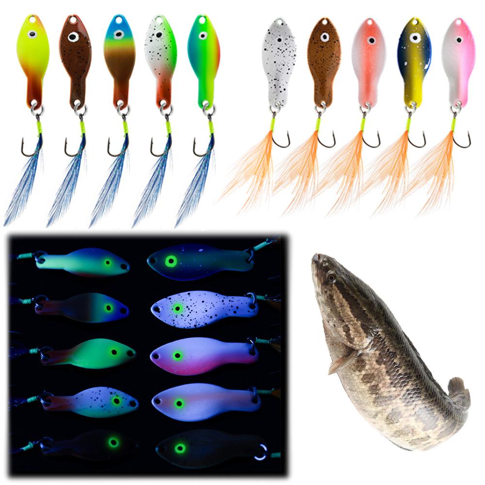 10Pcs Crank Spinner Baits 360 Degree Rotating Sinking Hook Lures Reflective Spinner Spoon Hard Bait for Saltwater Freshwater