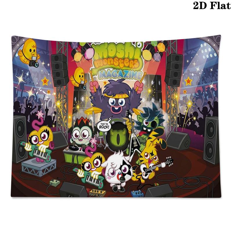 Moshi Monsters Wall Tapestry Aesthetic Wall Hanging Printed Fabric Blanket Decorative Tapestries for Bedroom Living Room Home Decor
