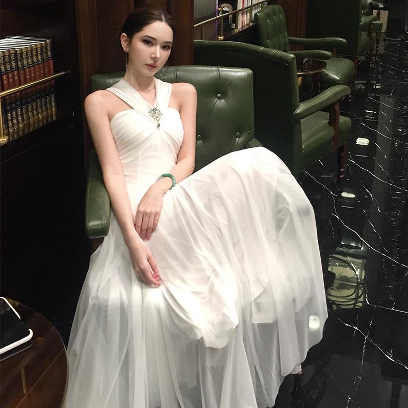 One Dress and More Summer Dress, White Moonlight Tube Top, Mesh, Big Pendulum Dress