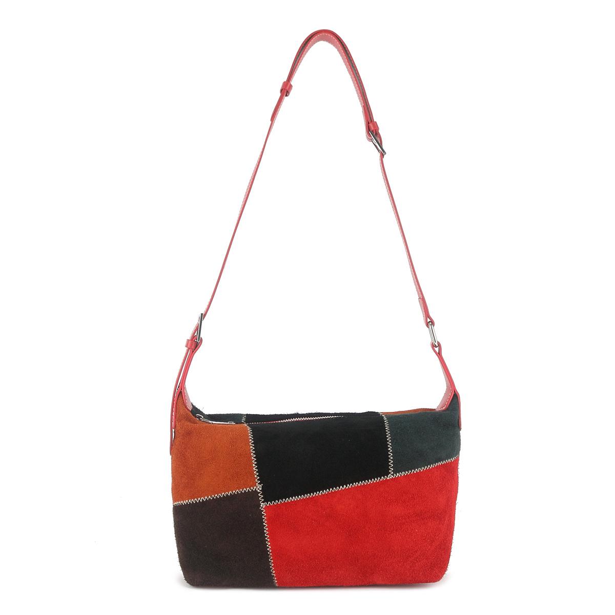

Vintage Frosted Cowhide Color Block Hobo Bag: Stylish High-End Handbag and Casual Crossbody Tote. яскраво-червоного кольору