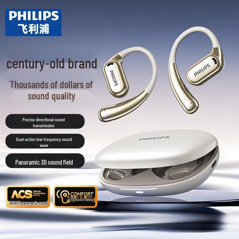 Philips Open-Ear Clip-on Sports Bluetooth Earbuds TAT3739