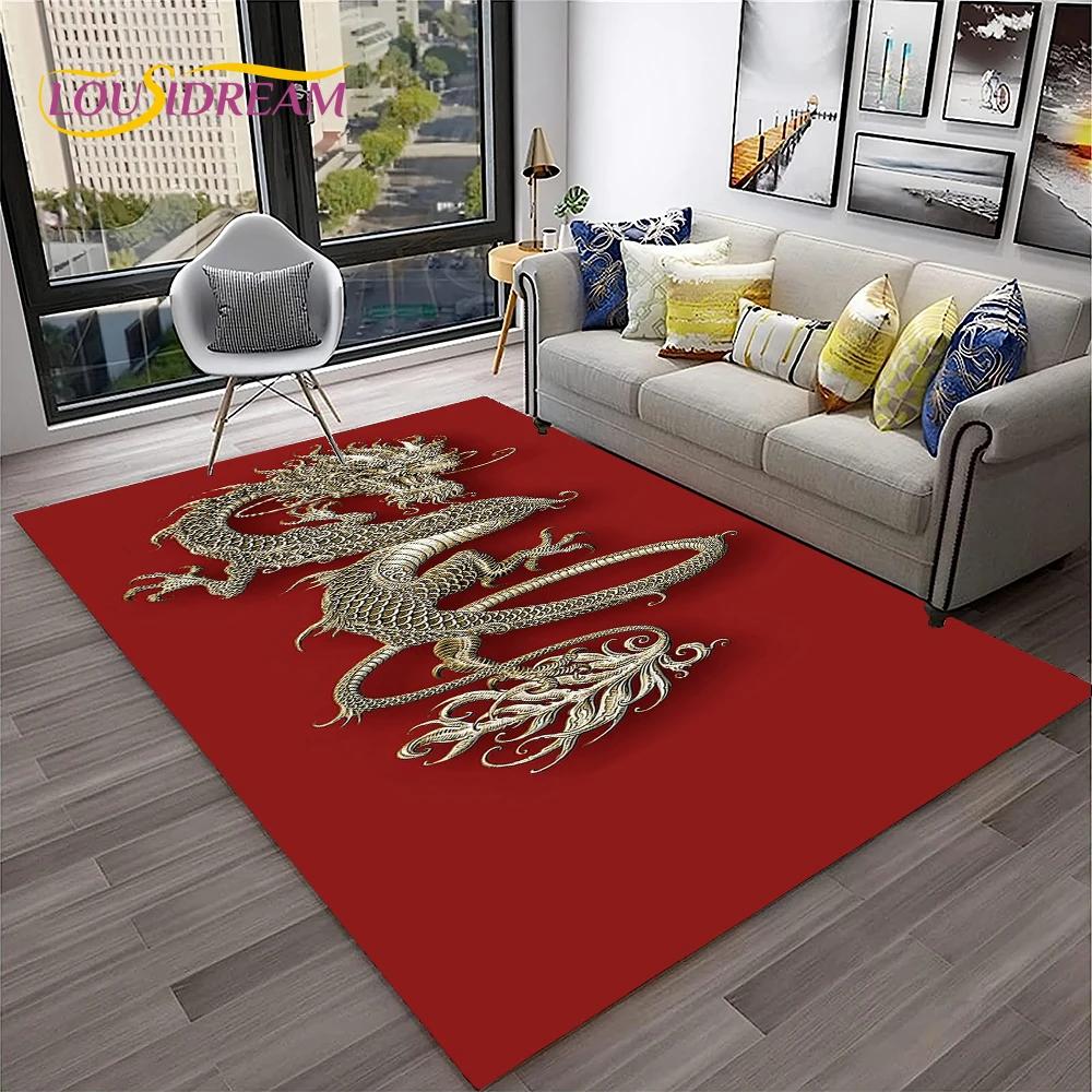 3D Chiński Smok Mit Sztuka Kreskówka Dywanik Dywan do Domu Salon Sypialnia Sofa Wycieraczka Dekor, Dywanik do Zabawy dla Dzieci Antypoślizgowa Mata Podłogowa