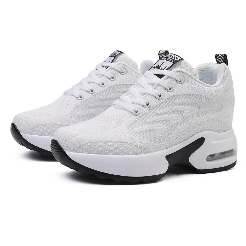 Women High Top Walking Shoes 9 Cm Wedges Sports Shoes Thick Sole Platform Fitness Sneakers Outdoor Ladies Running Jogging Shoes