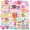 50-Piece Pink Motivational Text Stickers for Notebooks - Waterproof and Cute Design