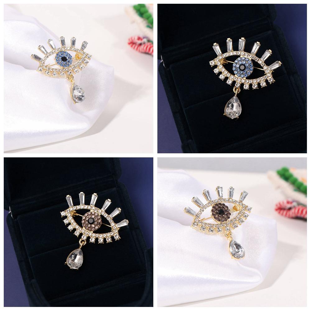Crystal Pendant Devil Eye Brooch Pin Decoration Banquet Clothes Pin Unique Luxury Badge Pin Party