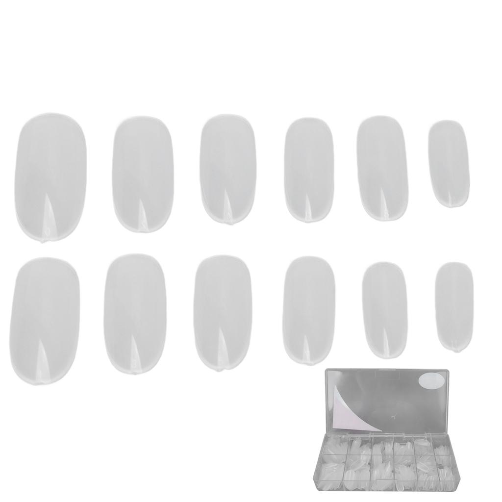 504pcs Extra Long False Nail Tips Frosted Oval Thin Full Cover Transparent Artificial Nails Tips