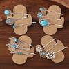 3PCS Bohemian Vacation Style Turquoise Inlaid Women's One Word Clip Seaside Vacation Daily Dressing Side Clip Hair Accessories