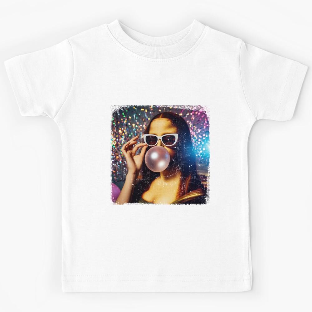 Funny Mona Lisa Bubble Gum Retro Disco Kids T-Shirt 150