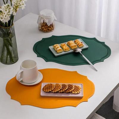 2 Stück Western-Tischset, Geschirr-Pad, öl- und wasserabweisend, Wärmedämmung, PU-Leder, rutschfeste Tischset, Untersetzer, Retro-Tischset für Schüssel und Tasse